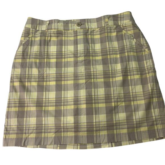 CJ Banks Dresses & Skirts - CJ Banks Womens 18W Plus Size Yellow Gold Brown Plaid Skort with Shorts